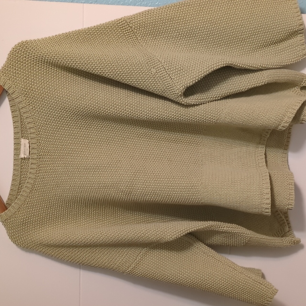 Poetry Sage Green Crew Neck Chuncky Boho Minimalist Sweater Pullover Largenlook - Picture 6 of 6